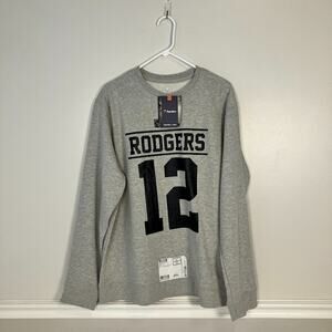 Aaron Rodgers #12 Player Issued Jersey Style Crewneck Sweatshirt Gray Size XXL